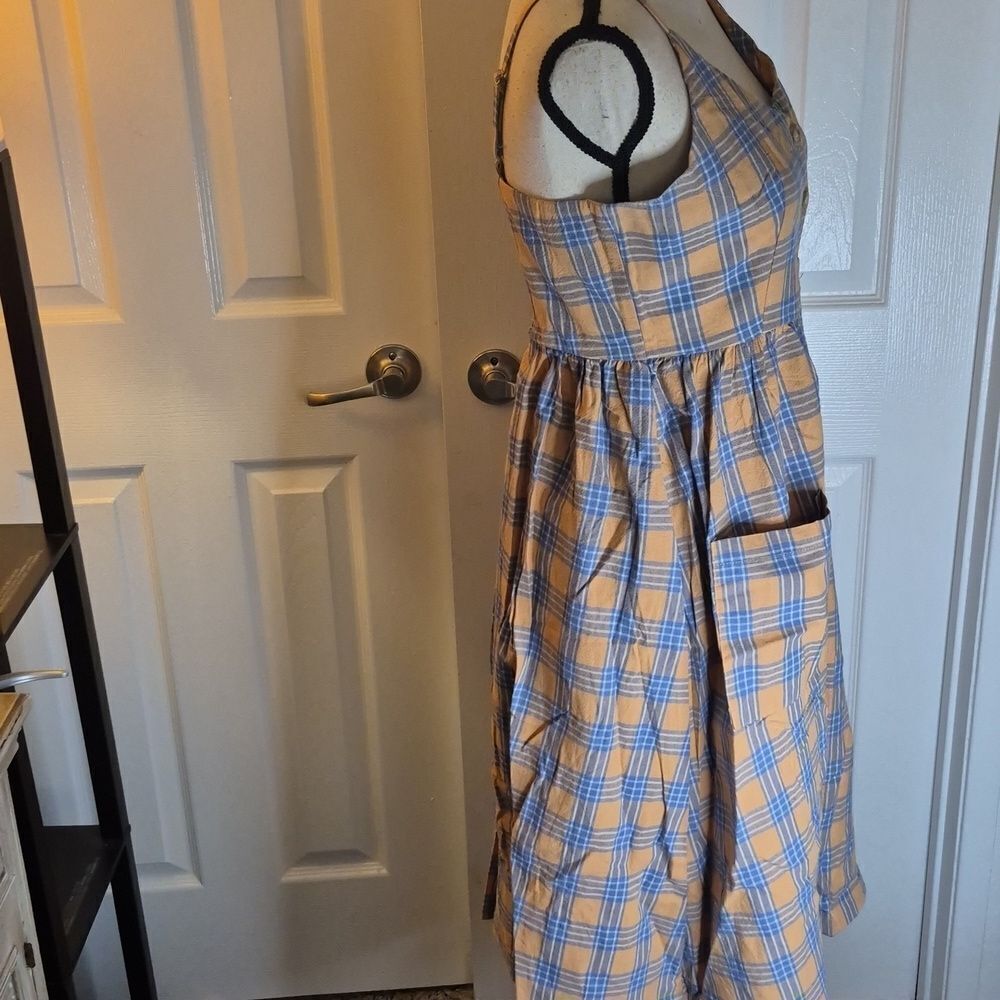 Gilla Sz L Cotton Plaid Button-Down Dress - Picture 7 of 10